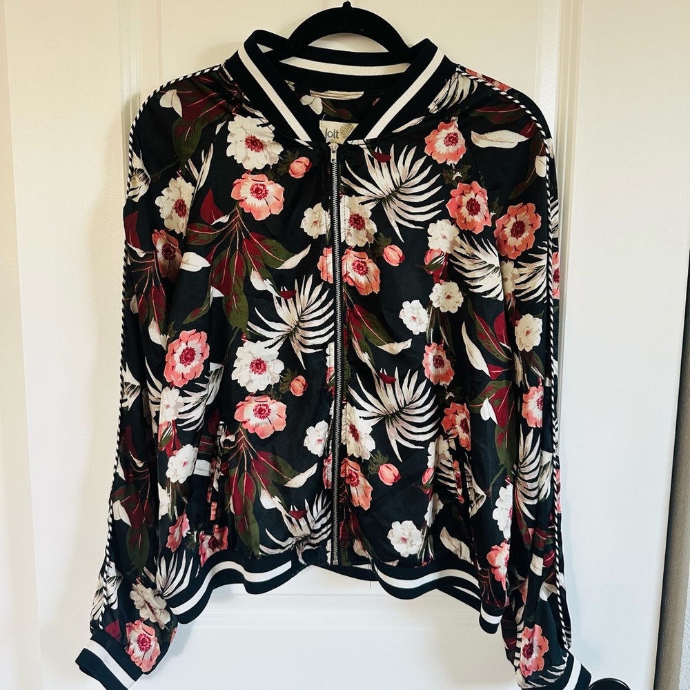 Jolt Black Floral Bomber Jacket